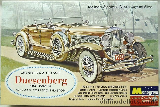 Monogram 1/24 1934 Duesenberg SJ Torpedo Phaeton Weyman Body - Four Star Issue, PC81-298 plastic model kit